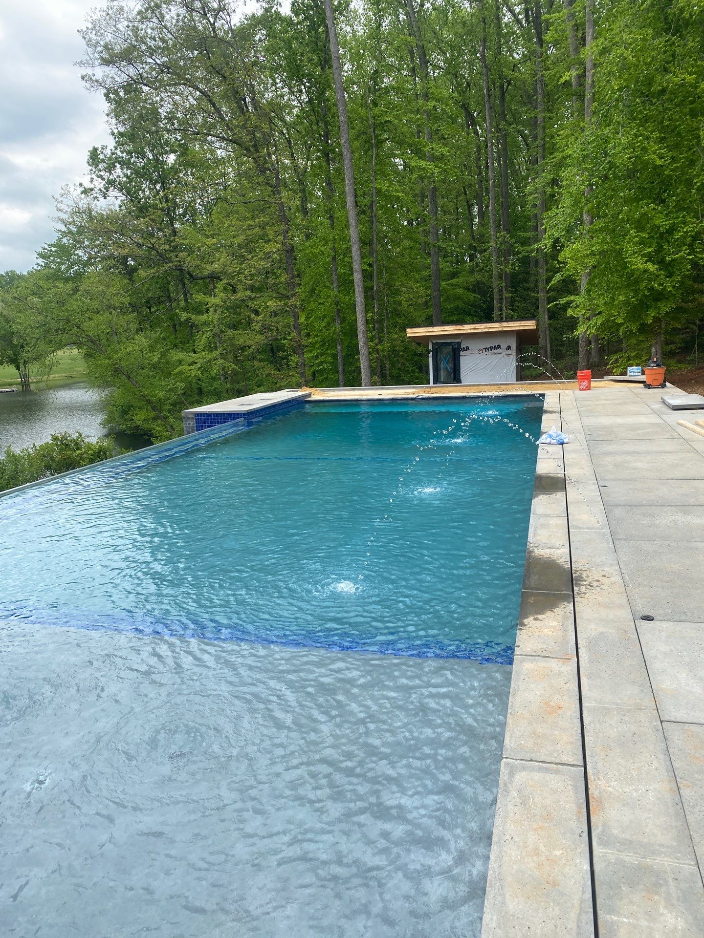 residential pool with water features