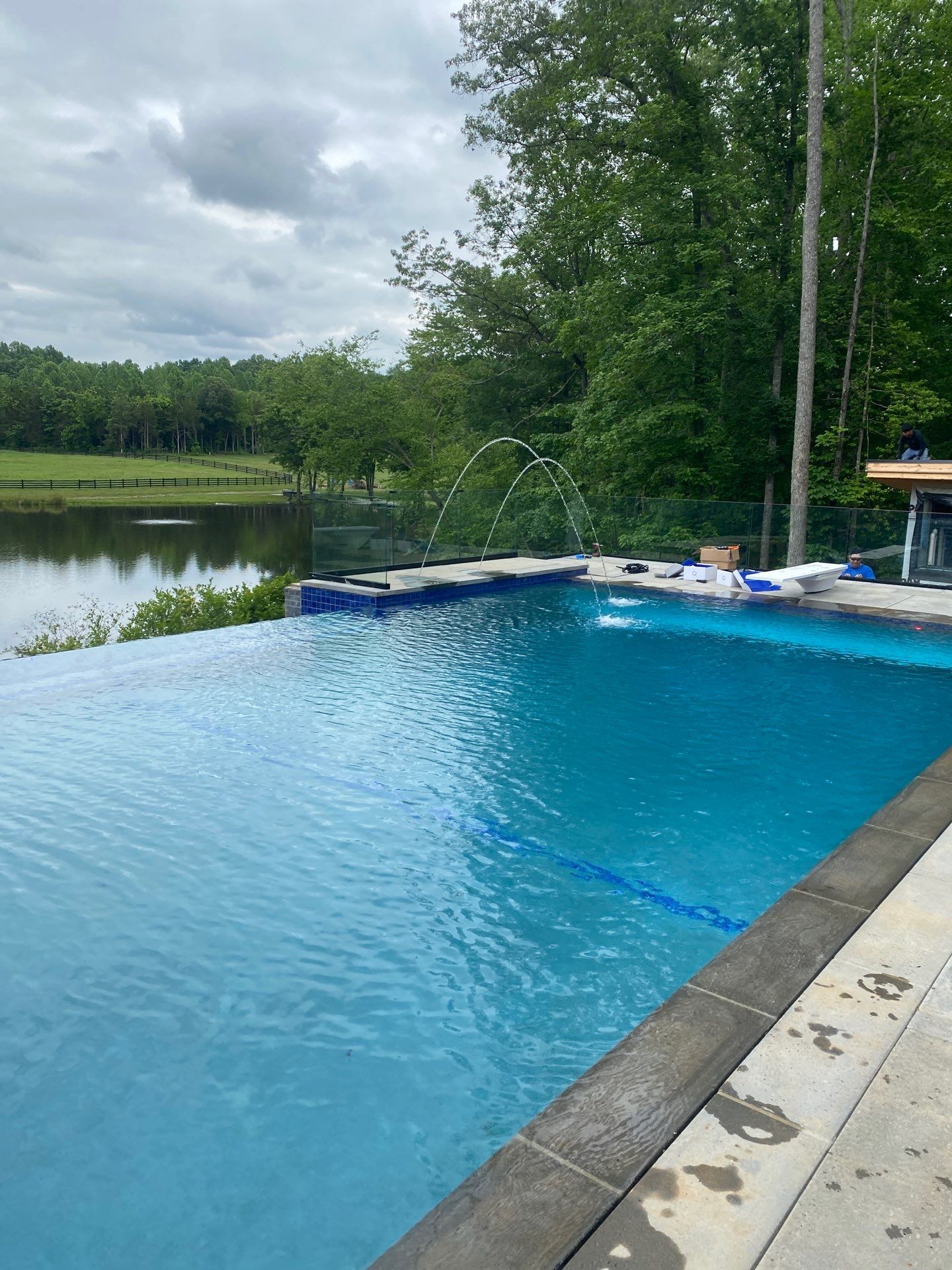 residential pool with water features